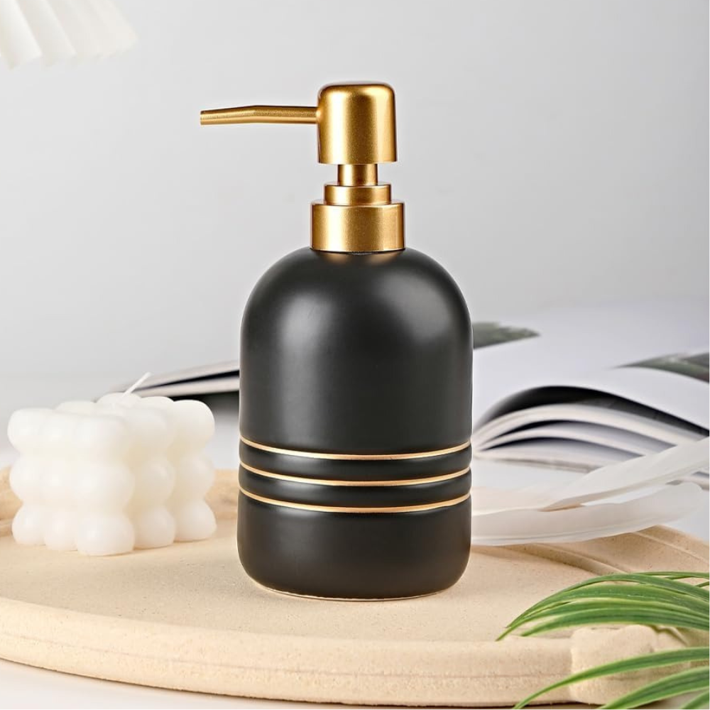 Диспенсер-дозатор для мила керамічний для ванної та кухні 380 мл, для рідкого мила та миючого засобу, білий, фото 1