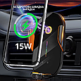 Тримач для телефону, автомобільний з бездротовою зарядкою 15W з функцією автоматичного відкриття і закриття, чорний, фото 10
