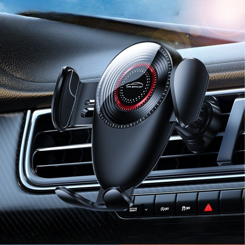 Тримач для телефону, автомобільний, з механічною фіксацією смартфона,на дефлектор в машину, чорний, фото 1