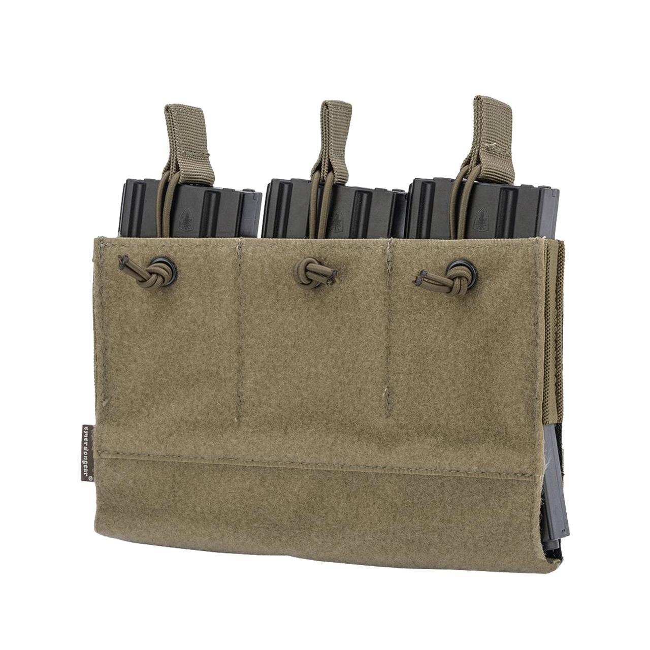 PR1 Магазинний підсумок Emerson Loop Panel Triple M4 Mag Pouch, Khaki, Velcro, AR15/М4, M16, HK416, Для плитоноски, .223, 5.56,