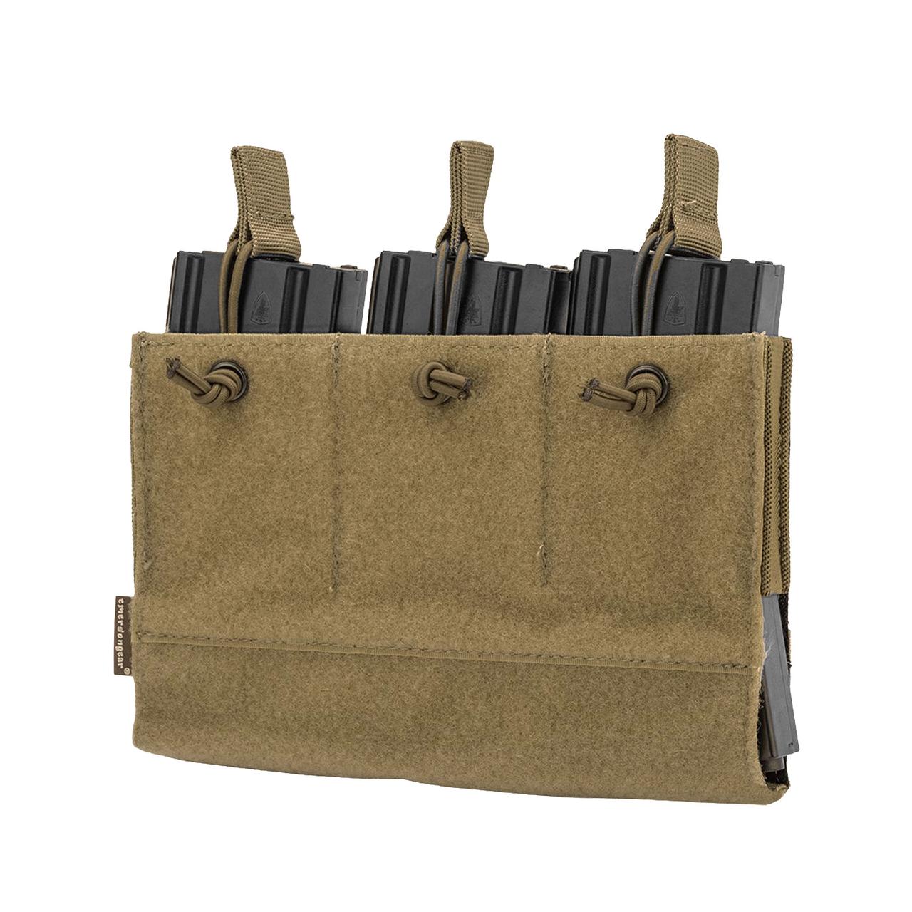 PR1 Магазинний підсумок Emerson Loop Panel Triple M4 Mag Pouch, Coyote Brown, 3, Velcro, AR15/М4, M16, HK416, Для плитоноски,