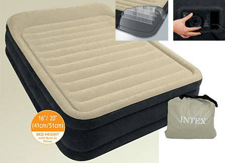 Intex 64404 - двоспальне надувне ліжко Premium Comfort-Plush 152х203х33см, фото 2