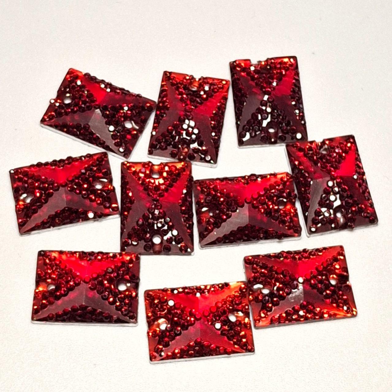 Набір 10шт. пришивних каменів діаметром 17.2/12.4мм акрил колір світло червоний, фото 1