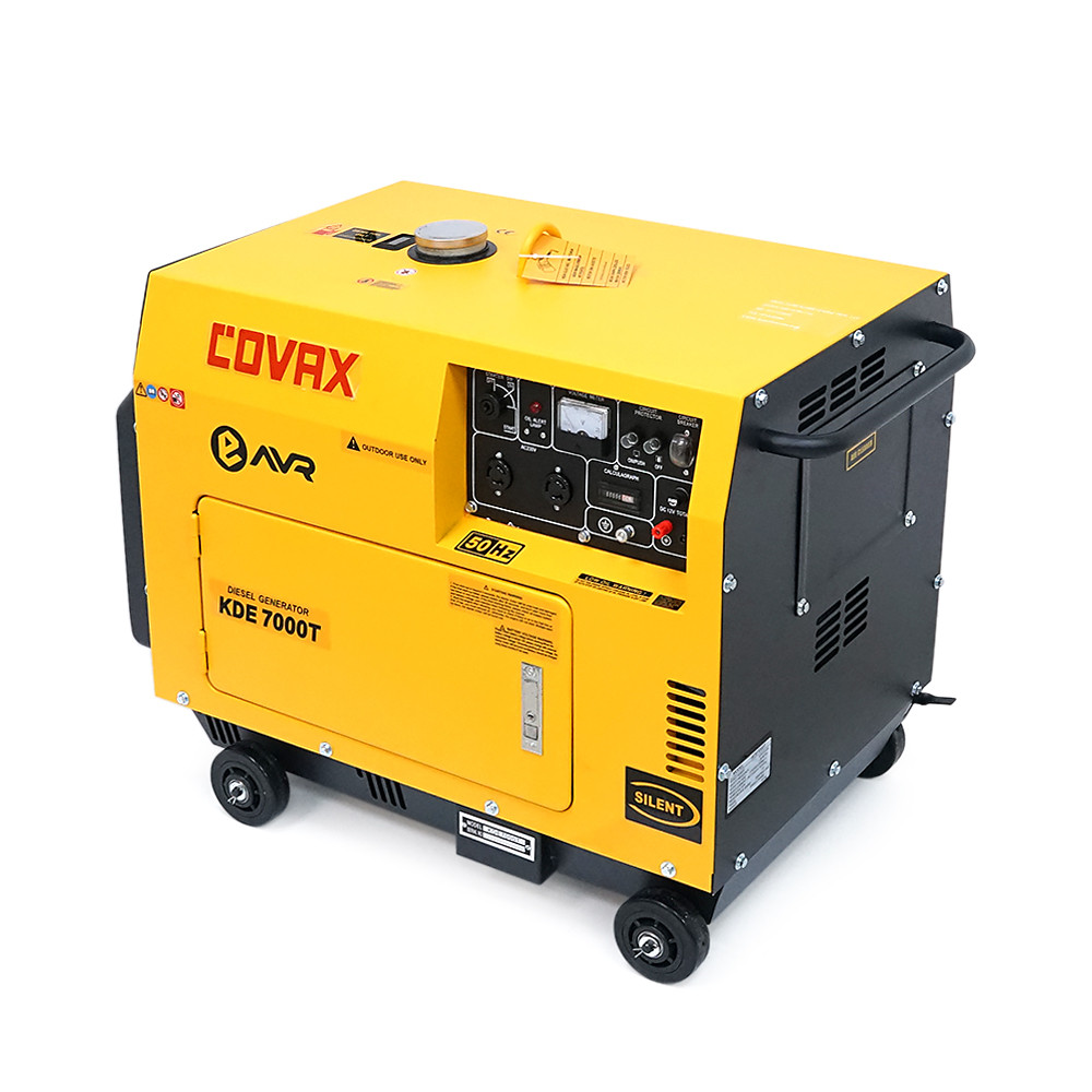 Генератор дизельний COVAX KDE7000T, 1-фазний 230V, 50Hz, 5.0kVA/4.5kW, бак 15 л, витрата 1-1.2 л/год, пуск: стартер, 920x520x780, фото 1