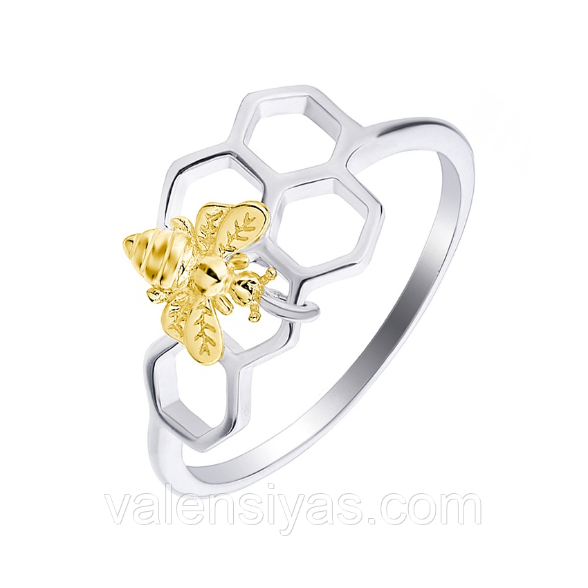 Срібна каблучка в позолоті