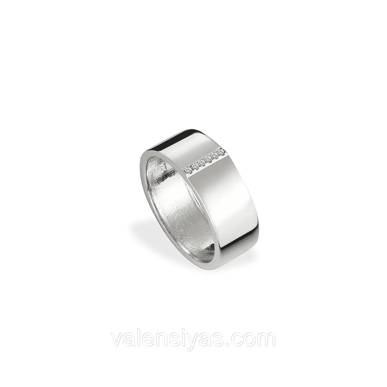 Срібна каблучка широка з маленькими фіанітами, Розмір 16,0, Вага: 4.0 г