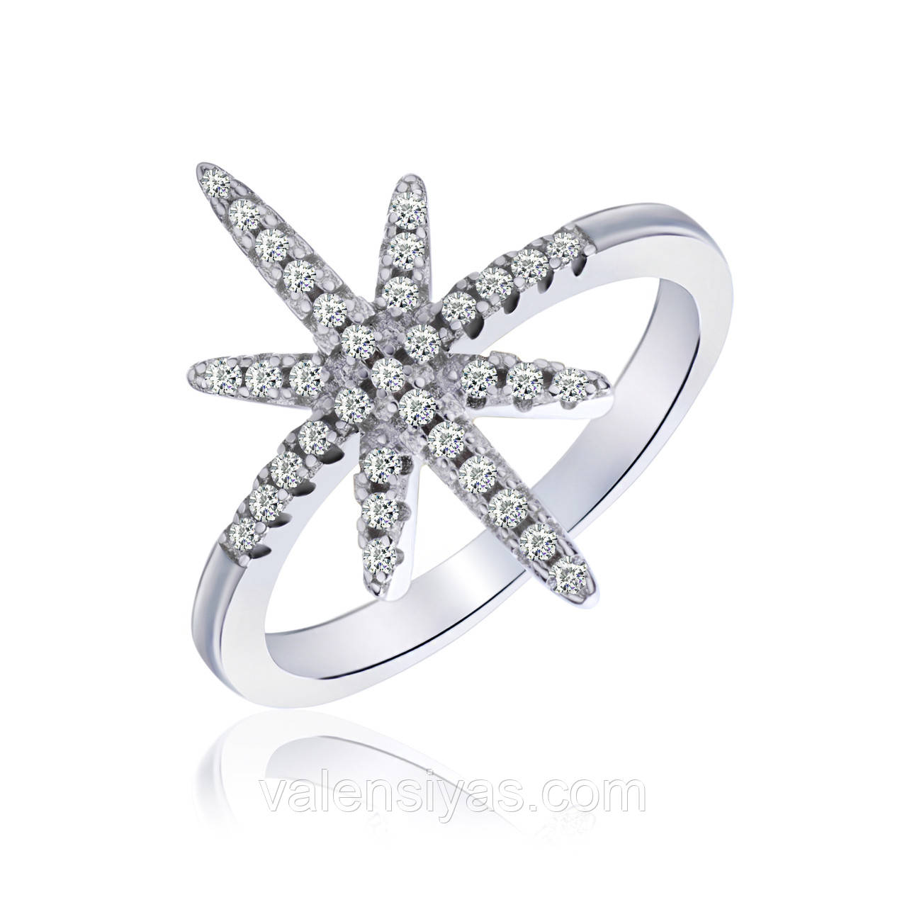 Срібна каблучка з фіанітами, Розмір 16,0, Вага: 2.6 г