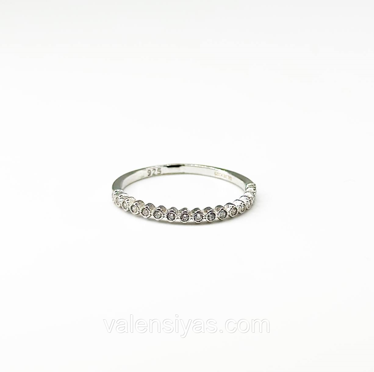 Каблучка срібна родована з білим фіанітом, Розмір 15,0, Вага: 1.0 г