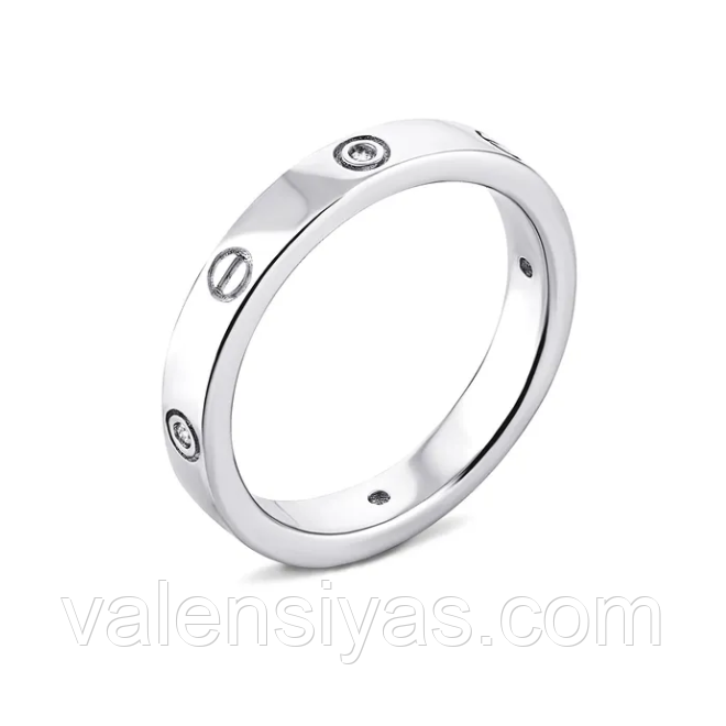 Срібна каблучка з фіанітами в стилі Cartier, Розмір 15,5, Вага: 2.9 г