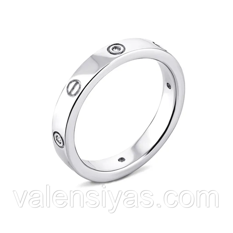 Срібна каблучка з фіанітами в стилі Cartier, Розмір 15,5, Вага: 2.9 г, фото 1