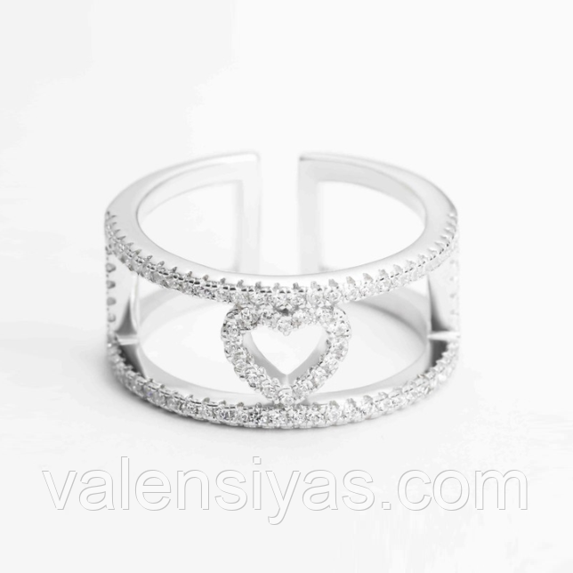 Срібна каблучка з фіанітами, Розмір 16,0, Вага: 3.8 г