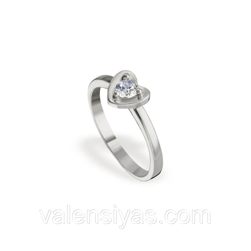 Срібна каблучка любов серця на заручини, Розмір 15,5, Вага: 2.3 г