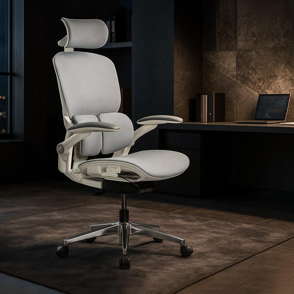 Ергономічне офісне крісло для робочого столу Mealux S202 Air Grey сидіння сітка - спинка сітка