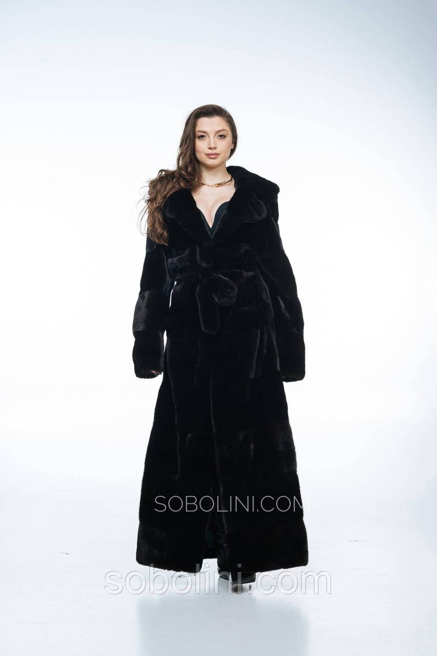 Шубка довга з хутра Black Nafa🤩 в поперечному виконанні хутро., фото 1