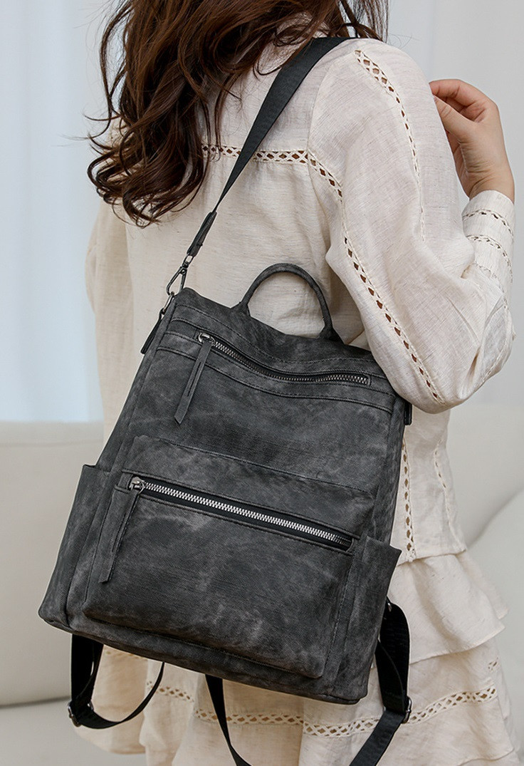 Рюкзак сумка жіночий джинсовий сірий антикрадій, фото 1