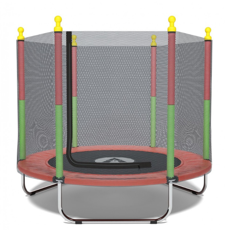 Невеликий батут манеж для дітей Atleto діаметром 140 см із зовнішньою сіткою KRB10 червоний колір, фото 1