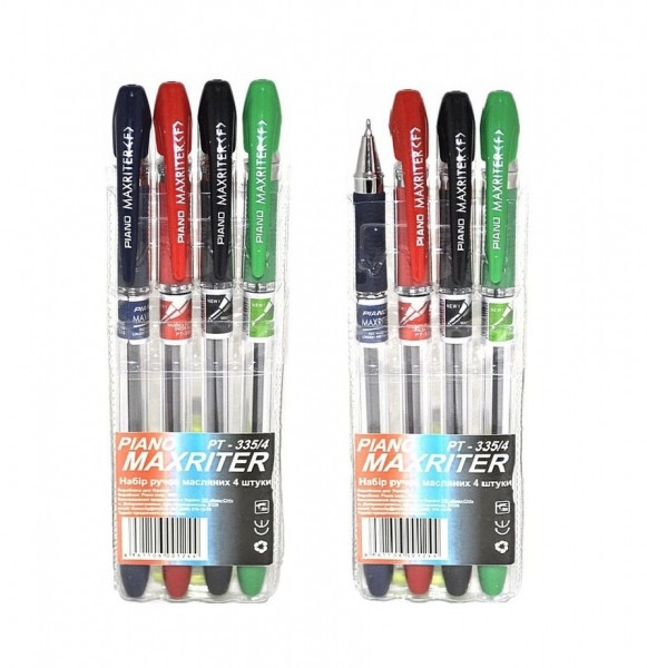 Набор ручек шариковых 4 цвета Piano Maxriter РТ-335/4 , фото 1