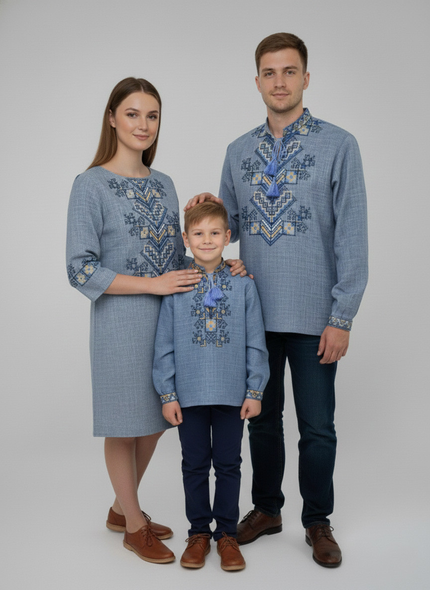 Парні вишиванки на джинсі орнамент Дерево життя