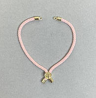 Основа для браслета текстиль d-5,5мм+-Рожевий колір з металевою вставкою d-8мм+-золотистий метал L-10,5см+- купити біжутерію