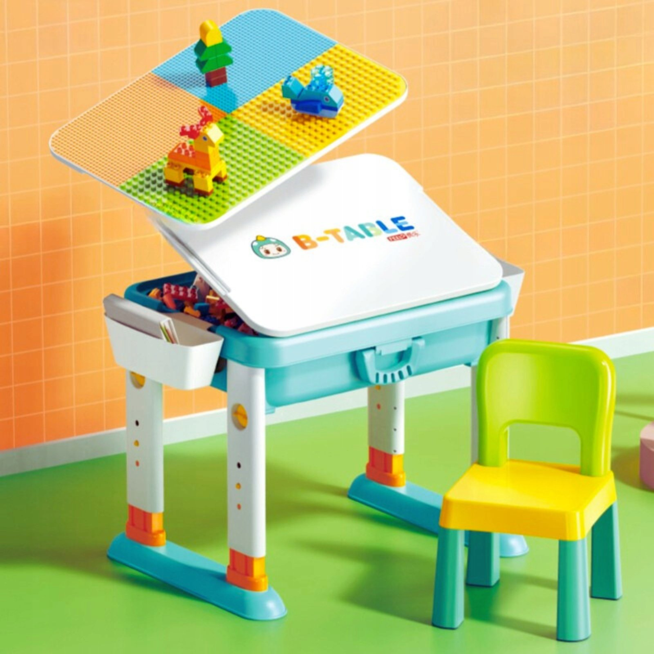 Дитячий ігровий стіл 3в1 зі стільчиком: стіл, пісочниця, для конструктора, FL 1632, фото 1