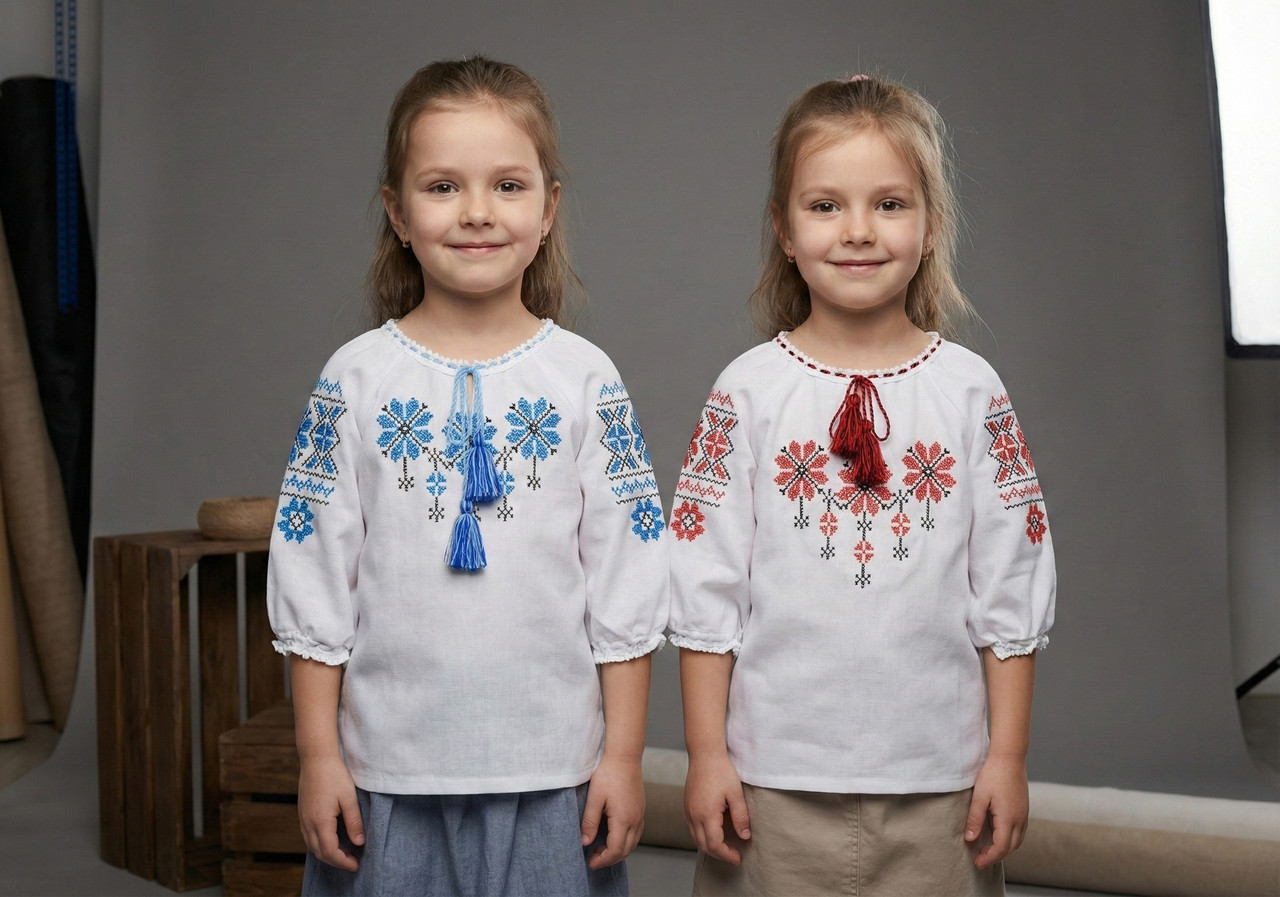 Вишита блуза для дівчинки з геометричним орнаментом