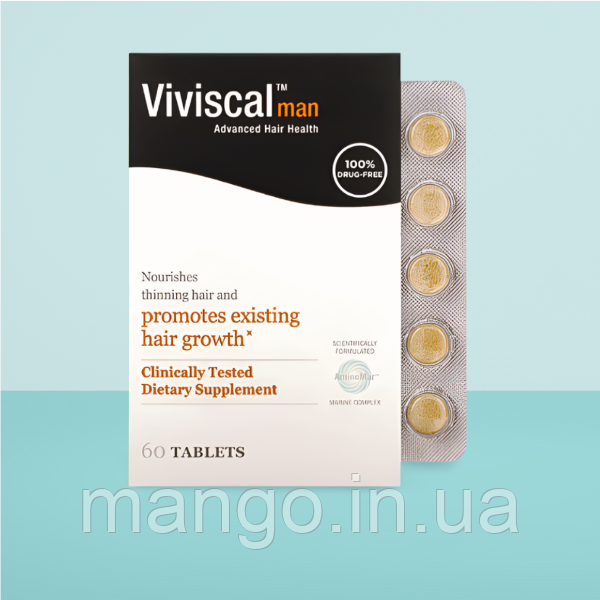 Вітаміни для волосся чоловічі Vivical Man 60 таб. США для росту волосся, густе та повне волосся., фото 1
