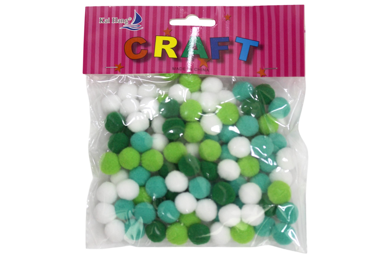 Помпони кольорові 1,5см 18гр мікс ООПТ (12) 3574