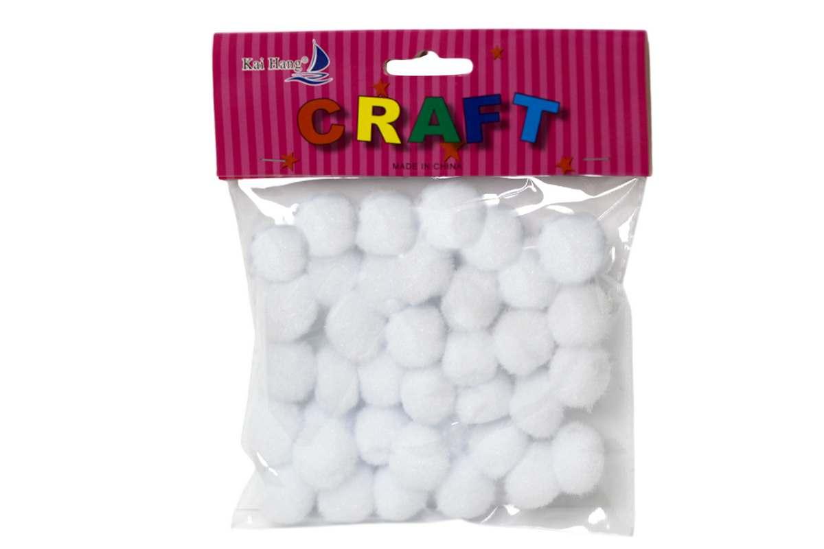 Помпони 2см 35шт білі ООПТ (12)