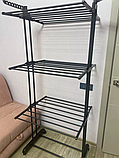 Сушарка для одягу Garment Rack чорна металевий стелаж-вішак для сушіння одягу, фото 6