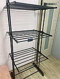 Сушарка для одягу Garment Rack чорна металевий стелаж-вішак для сушіння одягу, фото 5