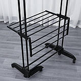 Сушарка для одягу Garment Rack чорна металевий стелаж-вішак для сушіння одягу, фото 7