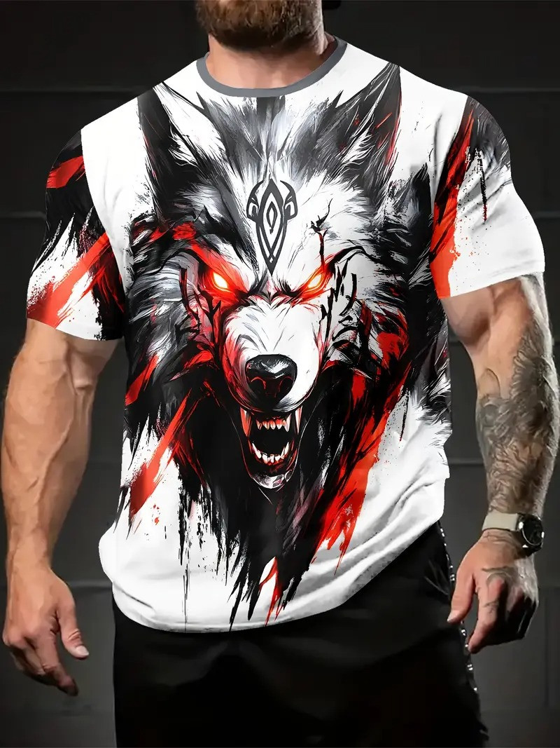 Чоловіча термо дихаюча літня футболка з 3D принтом Король вовків M 50 LuxAurum181, фото 1