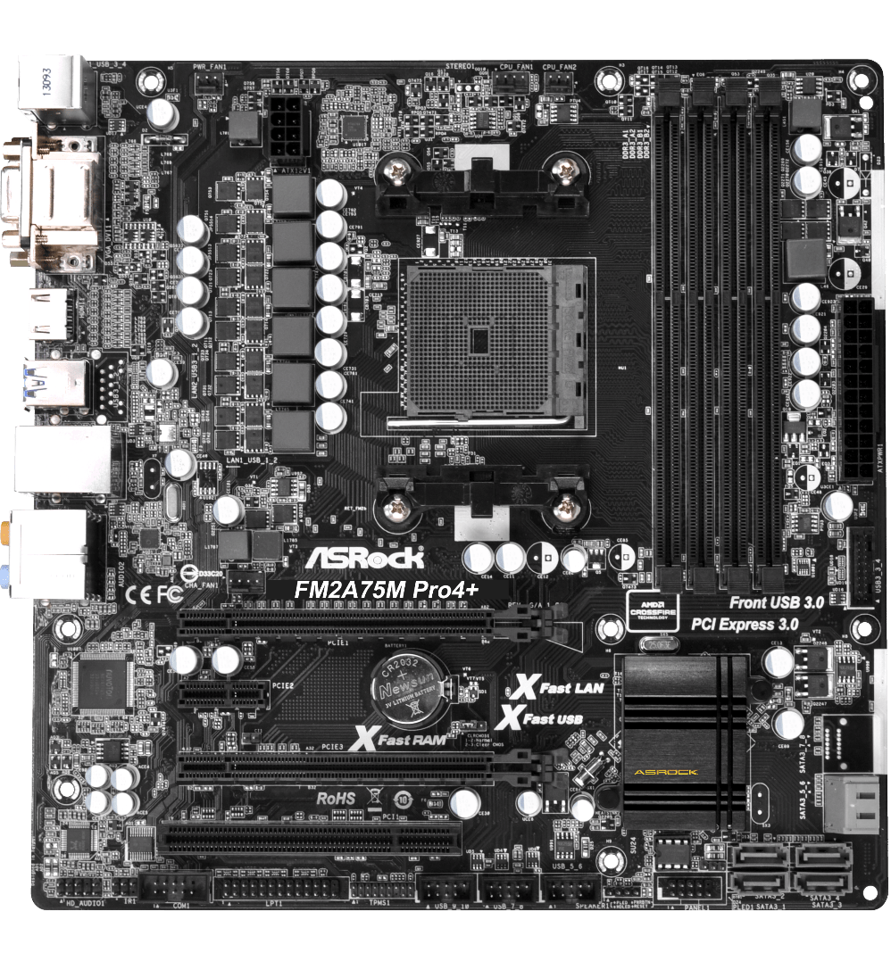 Плата під AMD Socket FM2+ (sFM2) ASRock FM2A75M PRO4+ на DDR3, SATA 3 / USB 3.1 с HDMI Тримає до A10 PRO-8750B, фото 1