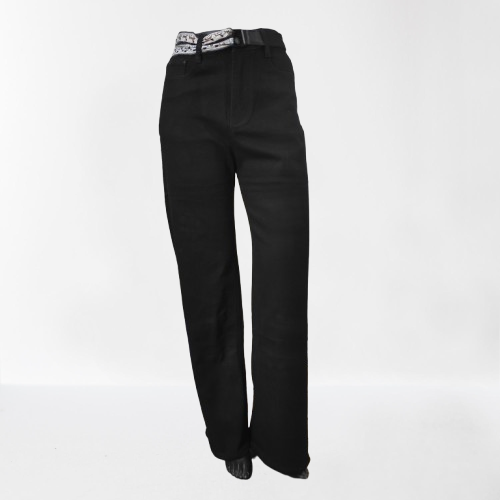 Джинси жіночі прямі палаццо стрейч щільні пояс чорні, фото 1