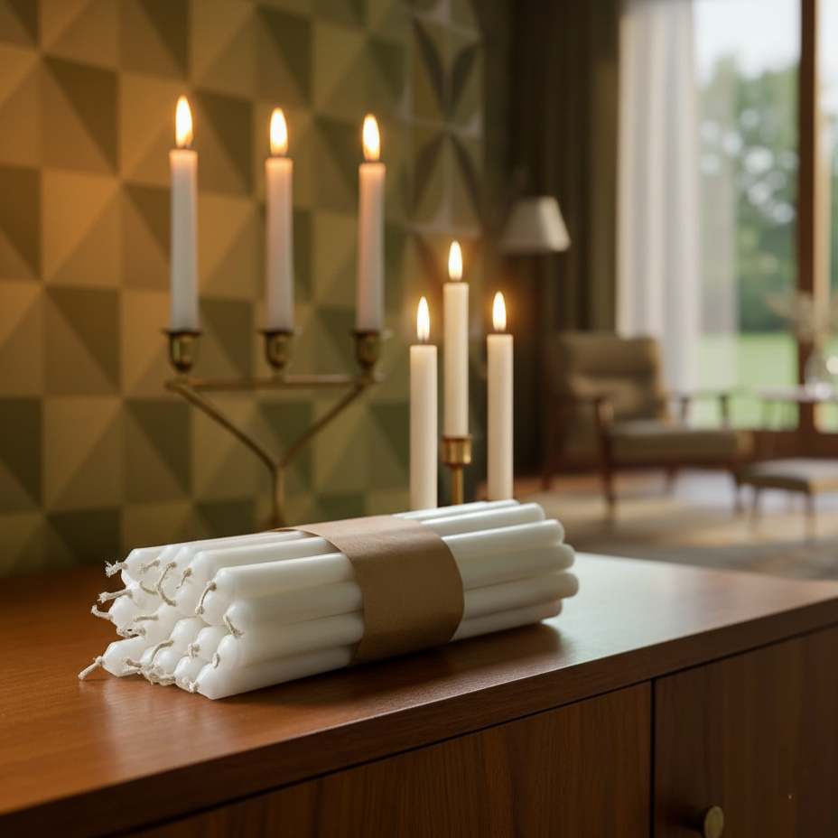 Комплект 25 шт господарських парафінових свічок С-70, білі, 25 см, 7 год горіння — столові свічки для дому та освітлення, фото 1