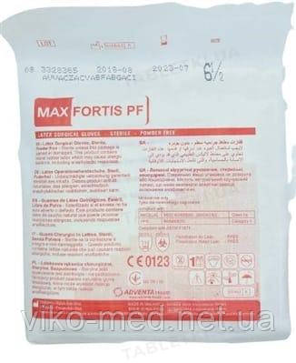 Max Fortis PF, латексні хірургічні рукавички, стерильні, неопудрені, розмір 6,5, фото 1