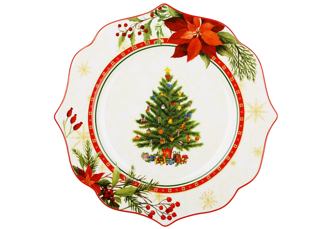 Набір новорічних тарілок з ялинкою 21 см, фото 1