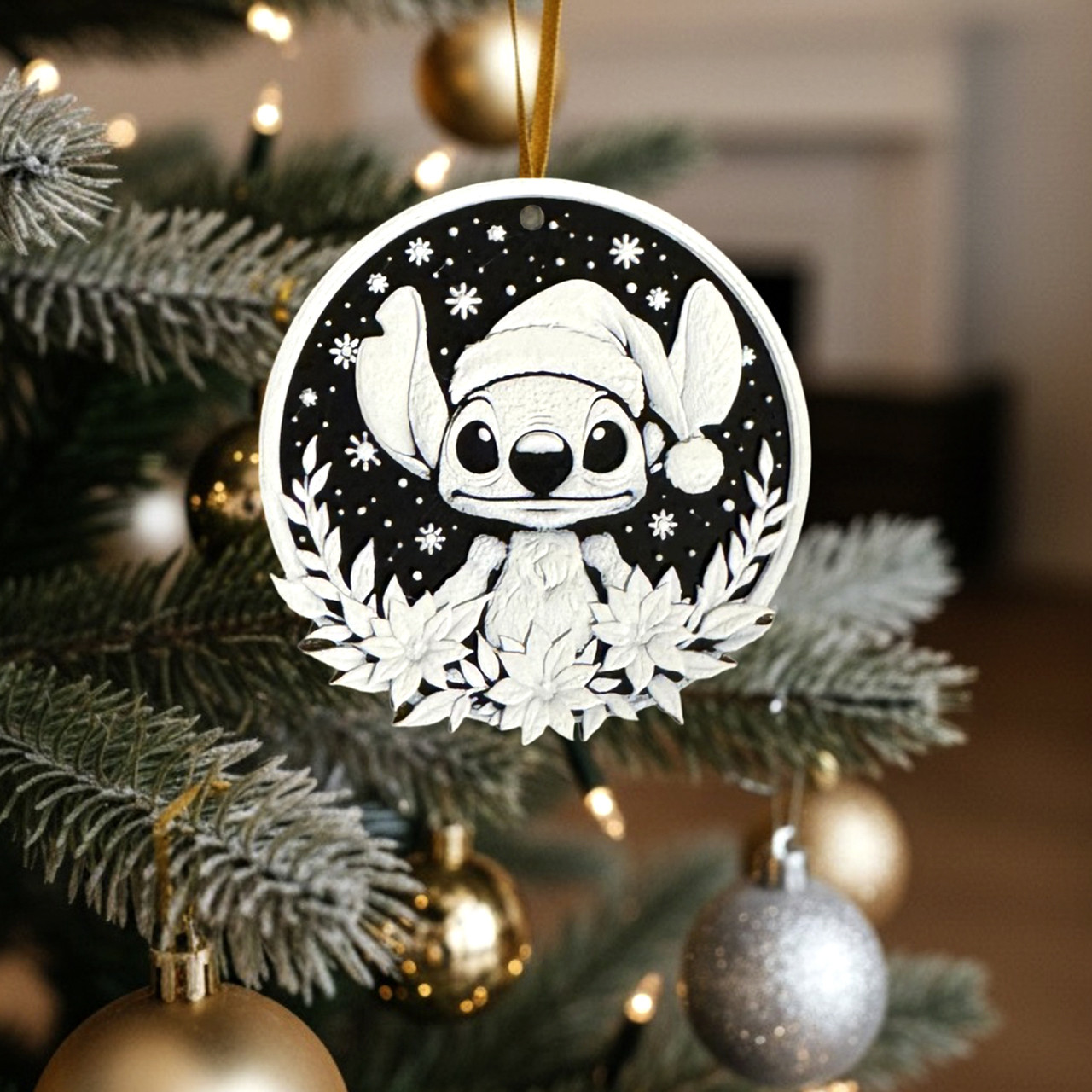 Підвіска новорічна на ялинку у вигляді (Стіч) Stitch   3D, різдвяна іграшка декор 75×75×2 мм