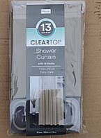 Штора у ванну однотонна з прозорим верхом капучино  шторка до ванної 180 х 180 см