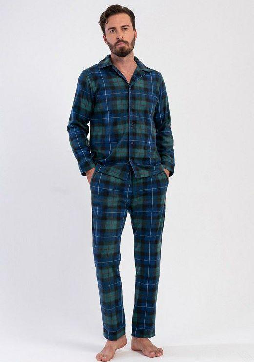 Флісова чоловіча піжама у класичному стилі Vienetta зелена, фото 1