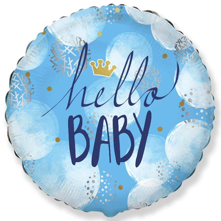 Куля фольгована 45 см Hello Baby (блакитна)