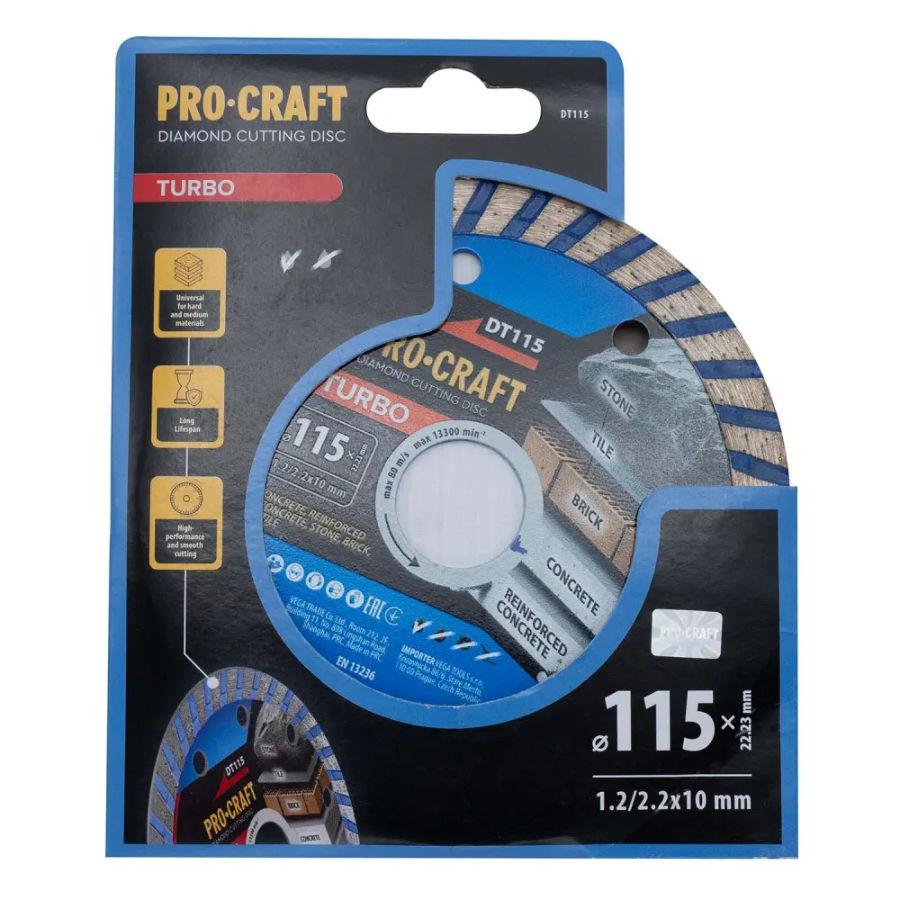 Алмазний диск Procraft DT115 115мм 22,23мм 2.2 мм, фото 1