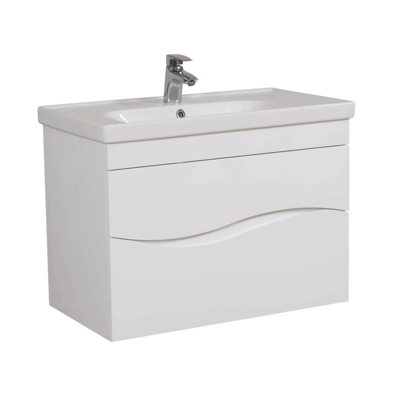 Тумба Альфа консольна 80 см біла з умивальником Frame, фото 1