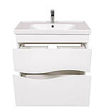 Тумба Альфа підлогова 80 см з умивальником Frame біла, фото 5