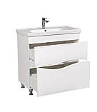 Тумба Альфа підлогова 80 см з умивальником Frame біла, фото 6
