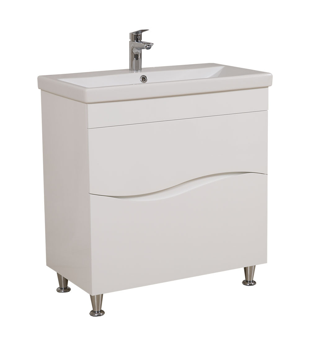 Тумба Альфа підлогова 100 см біла з умивальником Еліт, фото 1