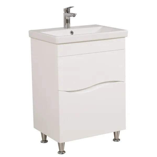 Тумба Альфа підлогова 60 см біла з умивальником Еліт, фото 1