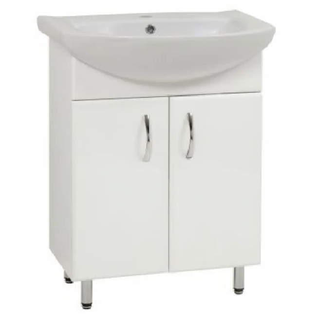 Тумба підлогова "SL-56" БШ з умивальником "Солас 56", біла для ванної кімнати, фото 1