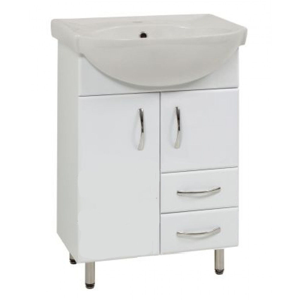 Тумба підлогова "SL-56" з умивальником "Солас 56", біла для ванної кімнати, фото 1