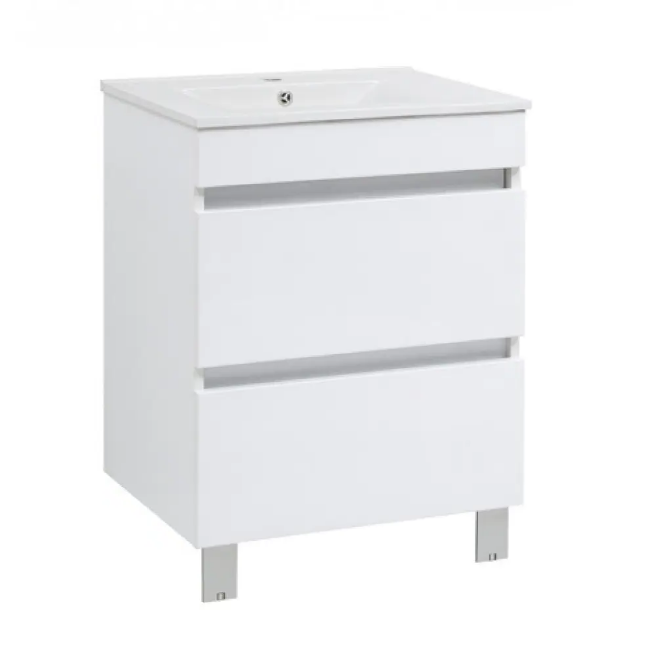 Тумба підлогова "Еліт-725-N" з умивальником "Еліт 725", біла для ванної кімнати, фото 1
